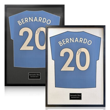 Bernardo Silva Signed Framed Manchester City Football Shirt in 2 Options: White or Black Mount