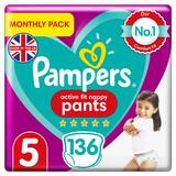 Pampers Active Fit Nappy Pants Size 5, 32 x Monthly 136 Pack