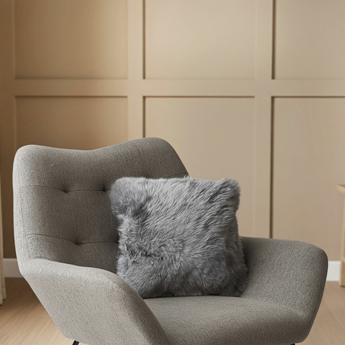 Bowron Double Sided Sheepskin Cushion, 35 x 35cm in Dover Grey Bowron Double Sided Sheepskin Cushion, 35 x 35cm in Dover Grey