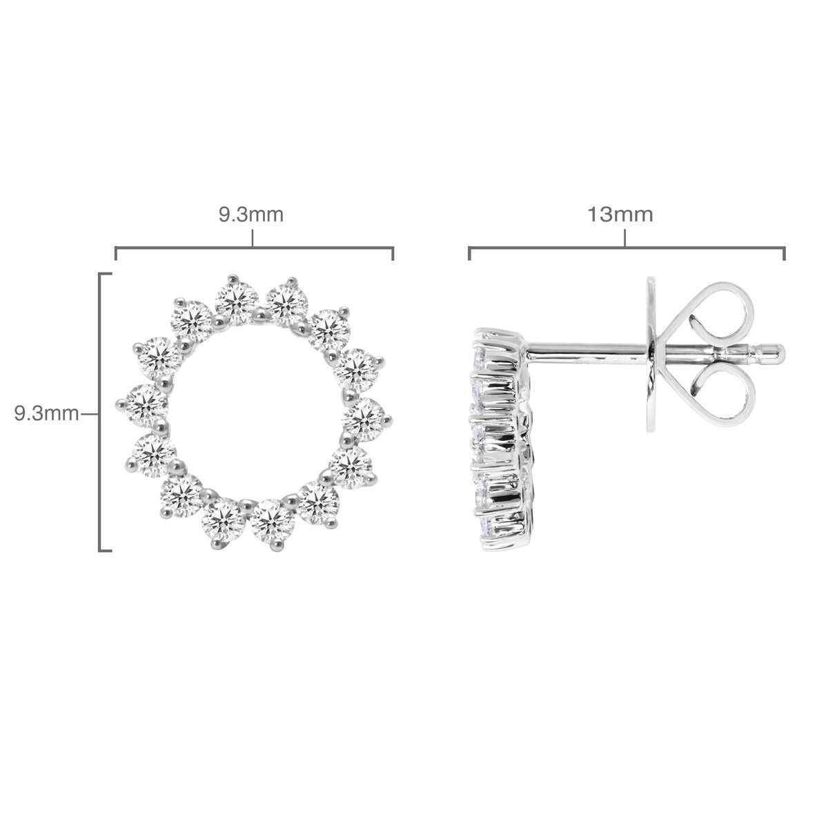 0.39ctw Round Brilliant Cut Diamond Circle Stud Earrings, 18ct White Gold
