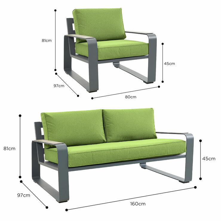 Stone Garden 5 Piece Deep Seating Patio Set in Green