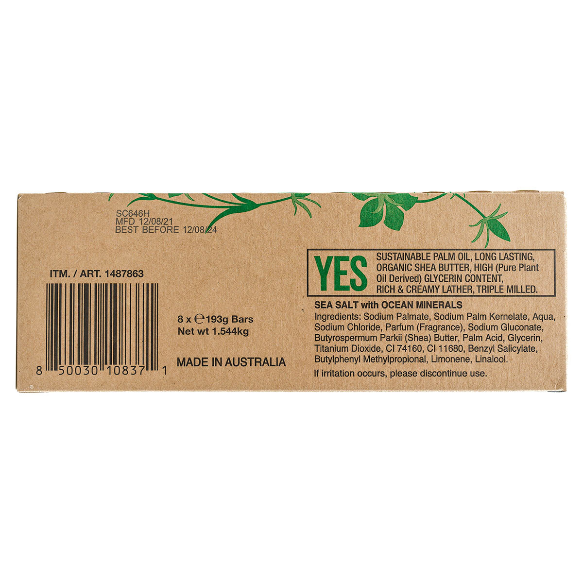 Australian Botanical Soap Goat's Milk & Soya Bean Oil Pure Plant Oil Soap 6.8 oz. 193g Bars - 8 Count