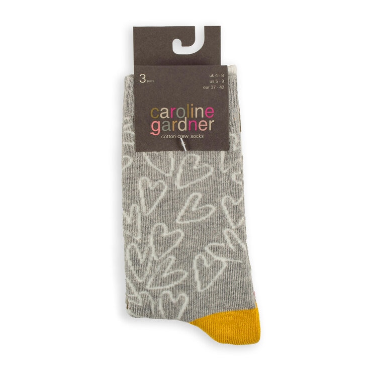 Caroline Gardner Ladies Crew Sock 6 Pack in Grey Caroline Gardner Ladies Crew Sock 6 Pack in Grey