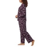 DKNY Women's Notch Collar Pyjama Set in Burgundy