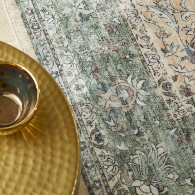 Concept Looms Liberty Cream Green Washable Rug, in 3 Sizes