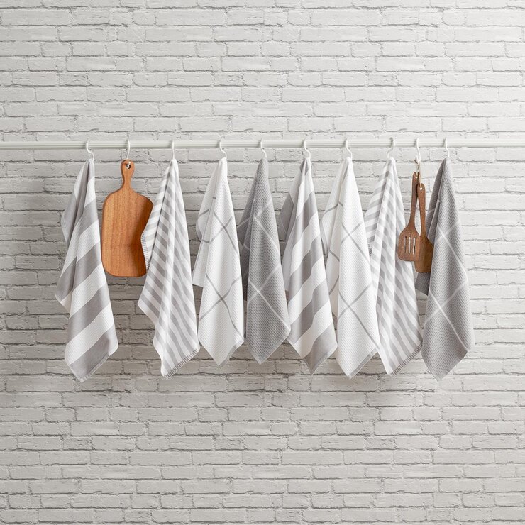 Caro Home Kitchen Towels 8 Pack, in 3 Colours