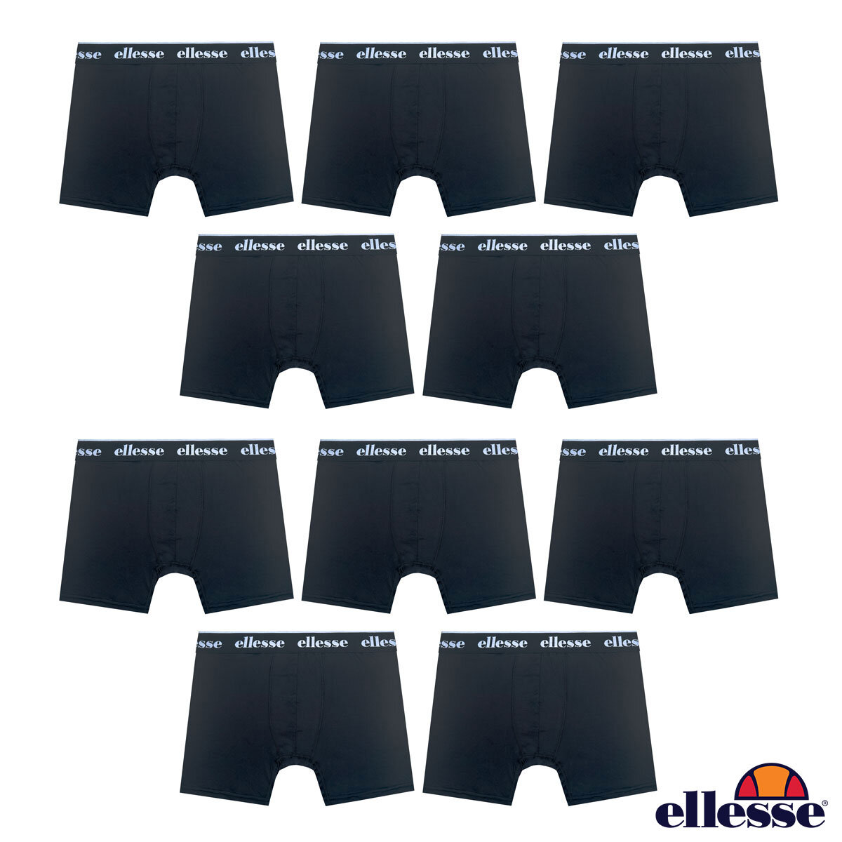 Ellesse Men's Boxer Briefs 10 Pack in Black