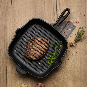 Tramontina Cast Iron Square Griddle Pan, 27cm