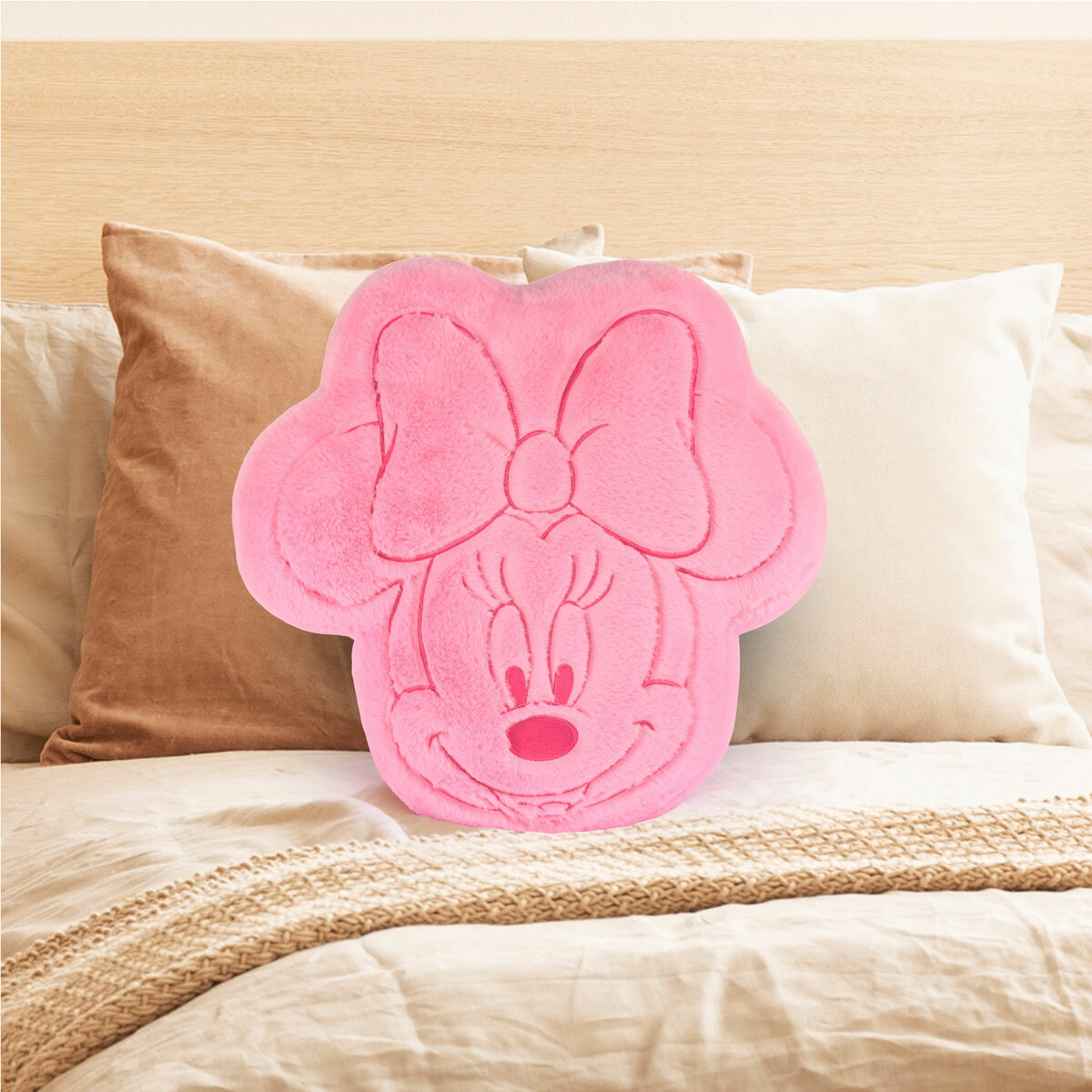 Disney Character Faux Rabbit Fur Oversized Cushion, Minnie Mouse