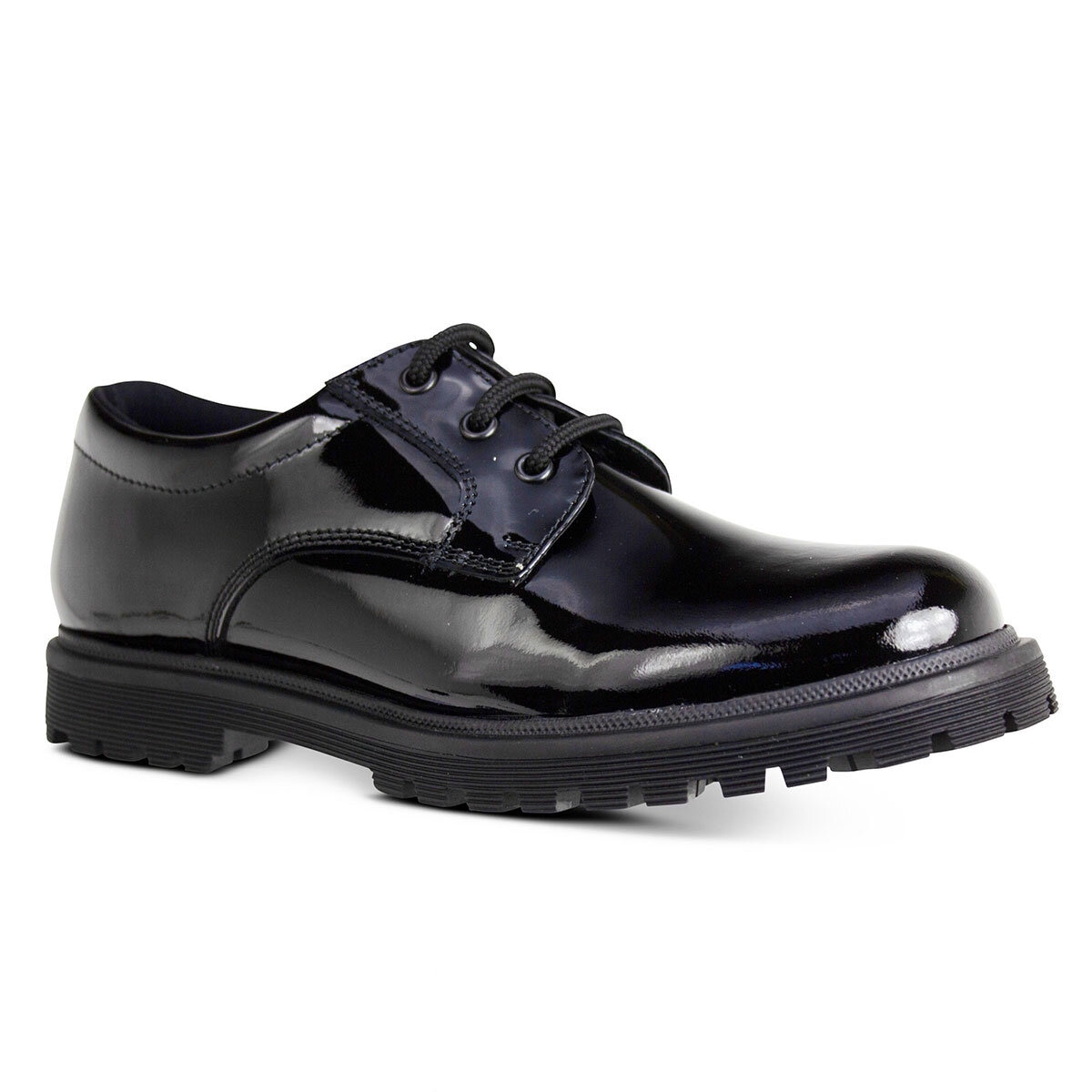 TeⓇm Bailey Patent Unisex Chunky Lace Up School Shoes, Youth 4