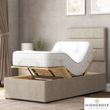 Highgrove Radnor Taupe Fabric Electric Adjustable Bed Frame with 1000 Spring Count Long Single Mattress in 2 Firmness Ratings