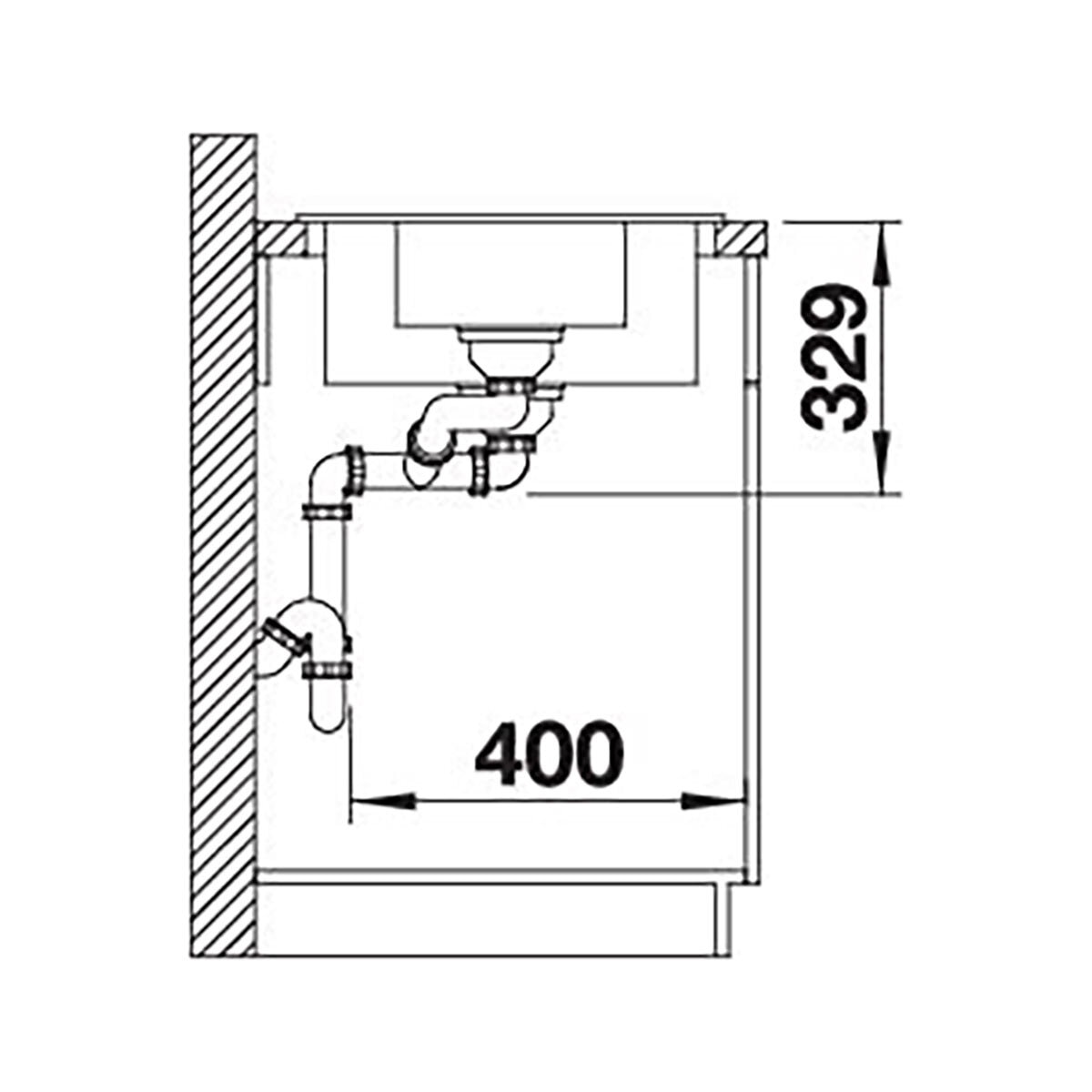 Technical Drawing of space required undercounter
