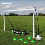 Lifestyle image of the 8x5ft goal, Tastro ball, mini cones and carry bag