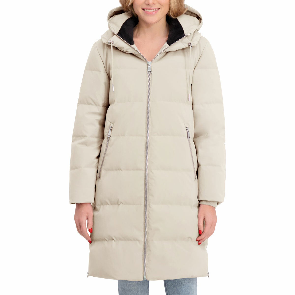 DKNY Women's Long Down Coat with Hood