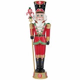Pre-lit Resin Candy Cane Nutcracker with 42 color LED and Music