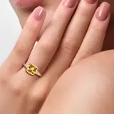 Citrine and Diamond Ring , 14ct Yellow Gold