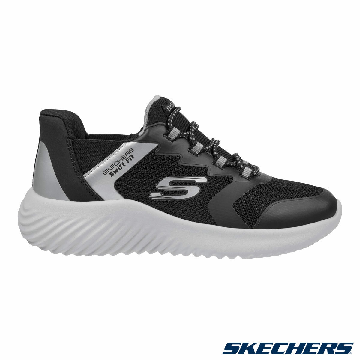 Skechers Kids Swift Fit Bounder Trainer in Black/Grey