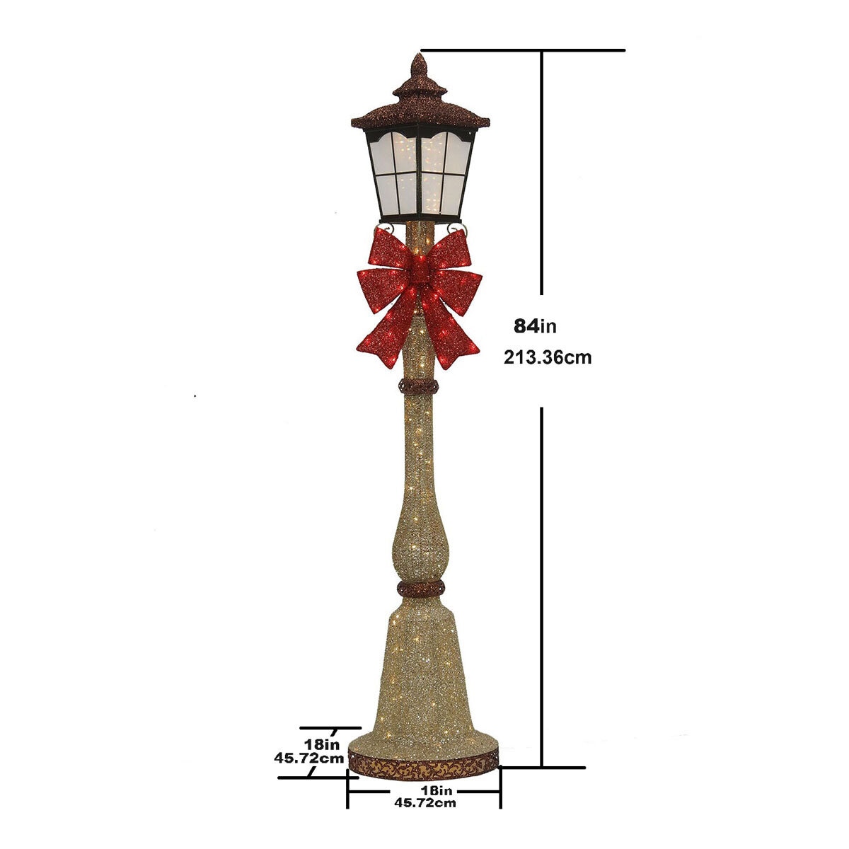 7ft (2.1m) Single Lantern Head Lamp post with 150 LED Lights