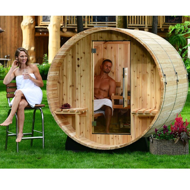 Almost Heaven Hudson 4 Person Barrel Steam Sauna Delivery Only