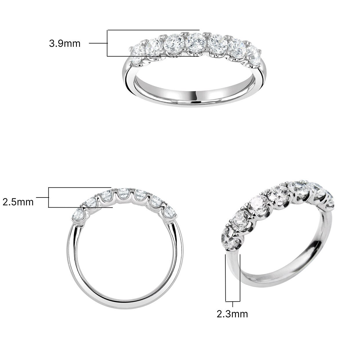 1.54ctw Round Brilliant Cut 7 Stone Diamond Ring, 18ct White Gold