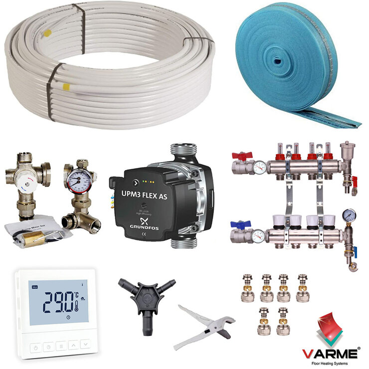 Varme Water Underfloor Heating System with Thermostat - 80m² (for an area up to 80m²) Varme Water Underfloor Heating System with Thermostat - 80m² (for an area up to 80m²)