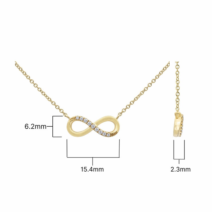 0.06ctw Round Brilliant Cut Diamond Infinity Necklace, 14ct Yellow Gold