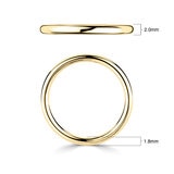 2.0mm Basic Court Wedding band. 18ct Yellow Gold