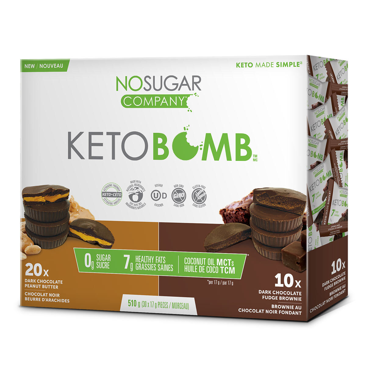 No Sugar Company Keto Bombs, 510g Angled View