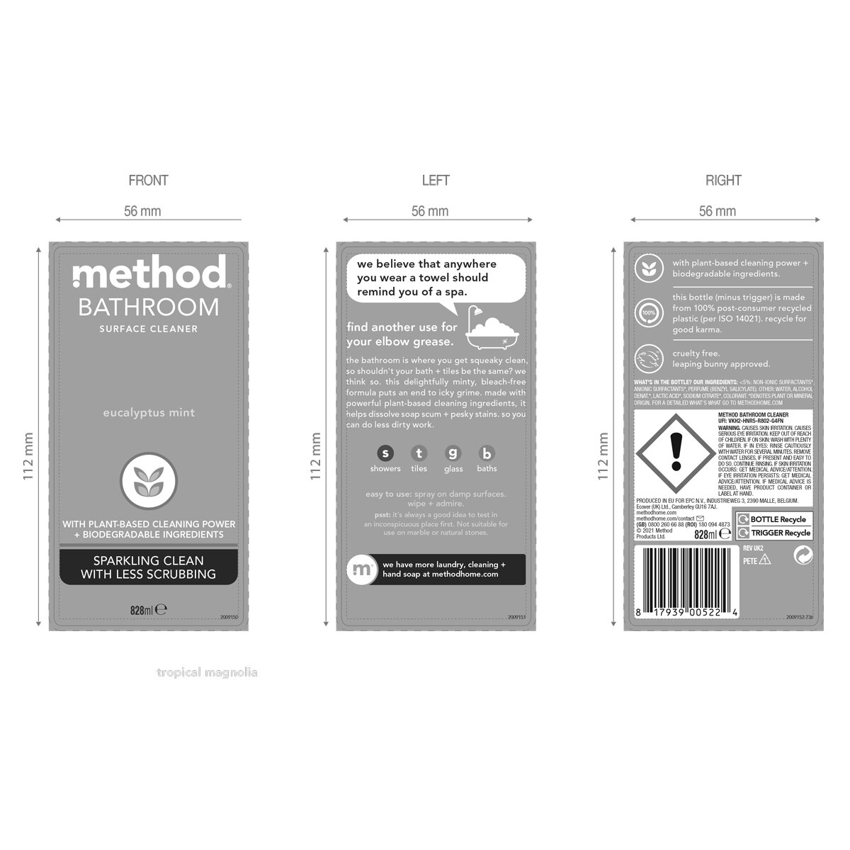 Method Bathroom Surface Cleaner, 828ml Information