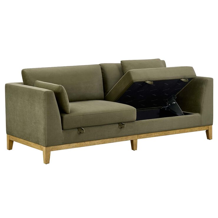 Thomasville Mokena Green Fabric 2 Seater Sofa with Storage Seats Thomasville Mokena Green Fabric 2 Seater Sofa with Storage Seats
