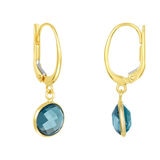 London Blue Topaz Earrings, 14k Yellow Gold