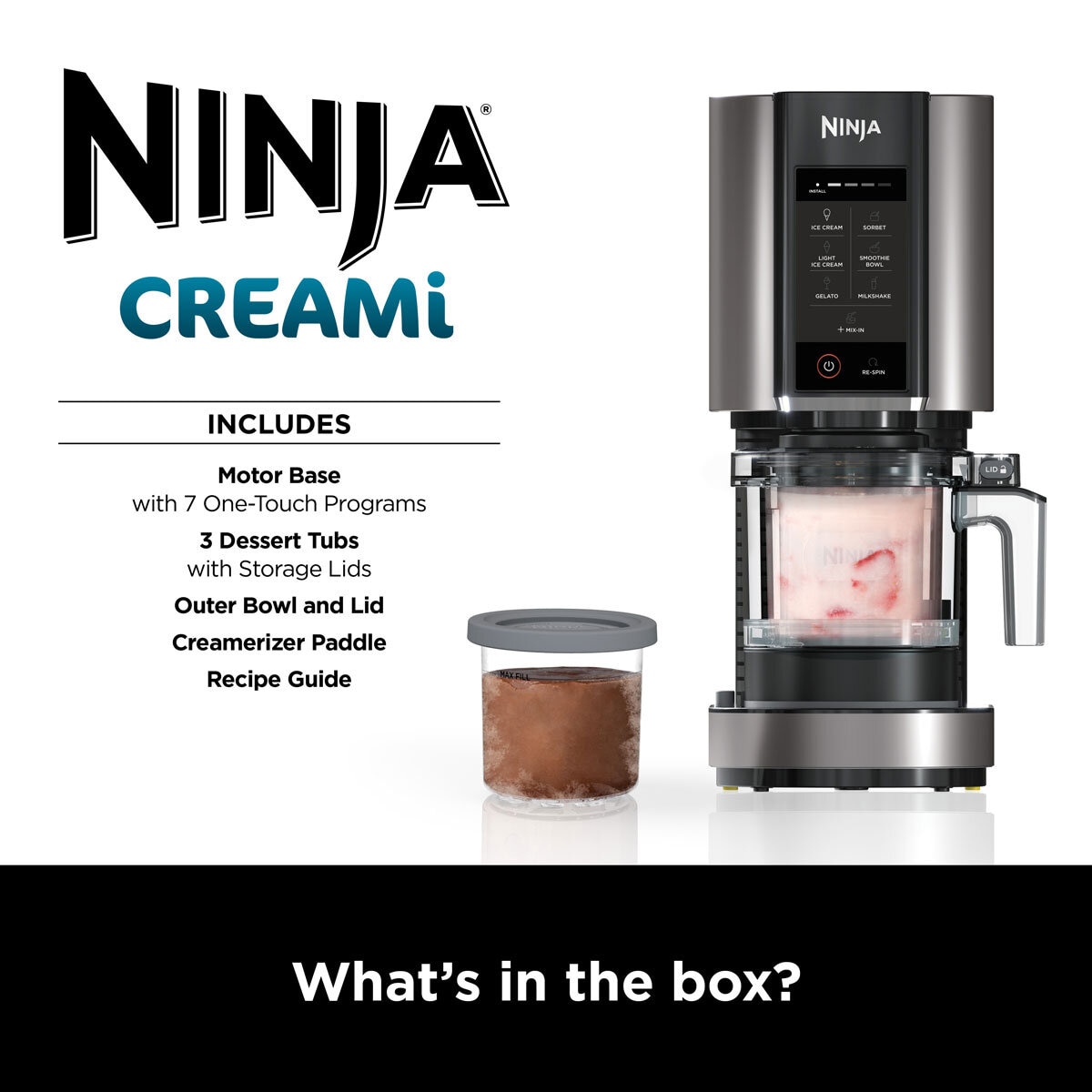 Description of Ninja Creami Desert Maker what comes in the box