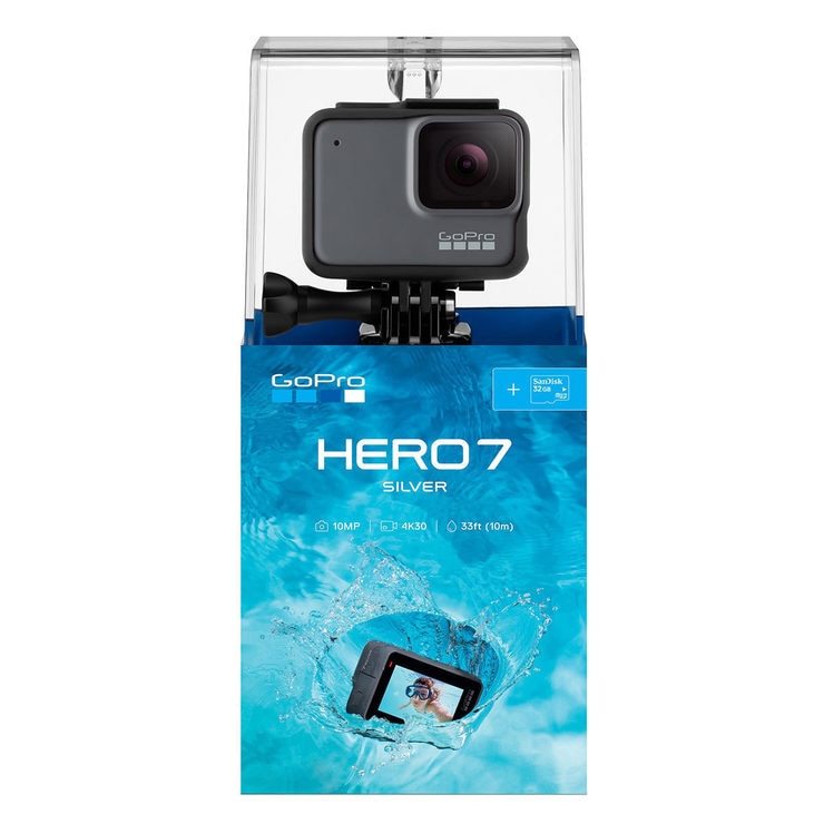 GoPro HERO7 Silver, with 32GB SD Card, Action Camera with 4K Video