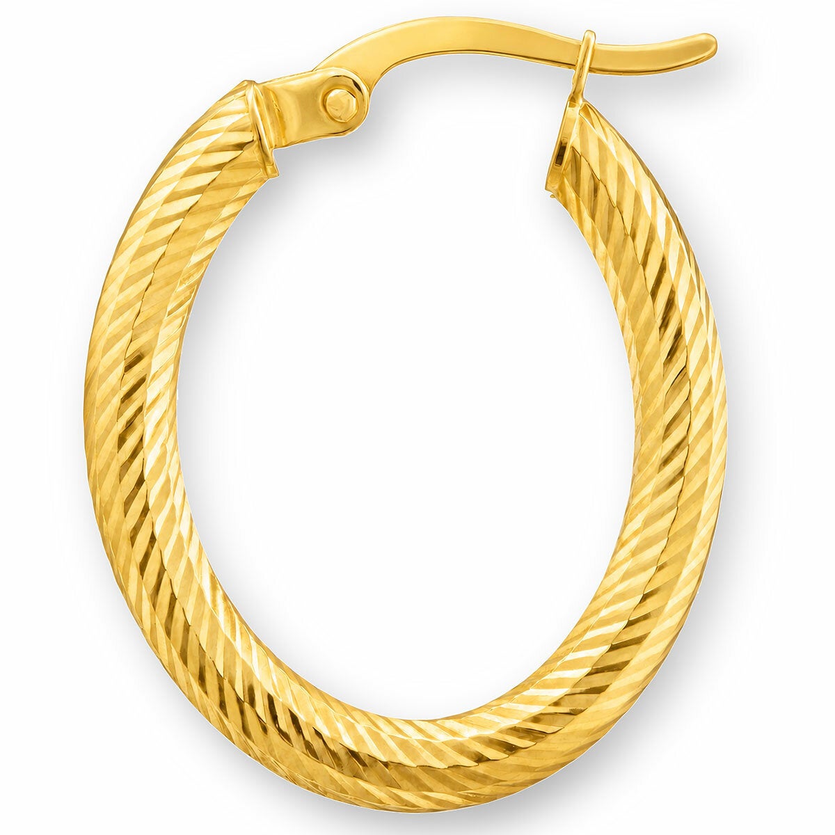 14ct Yellow Gold Textured Oval Hoop Earrings 14ct Yellow Gold Textured Oval Hoop Earrings