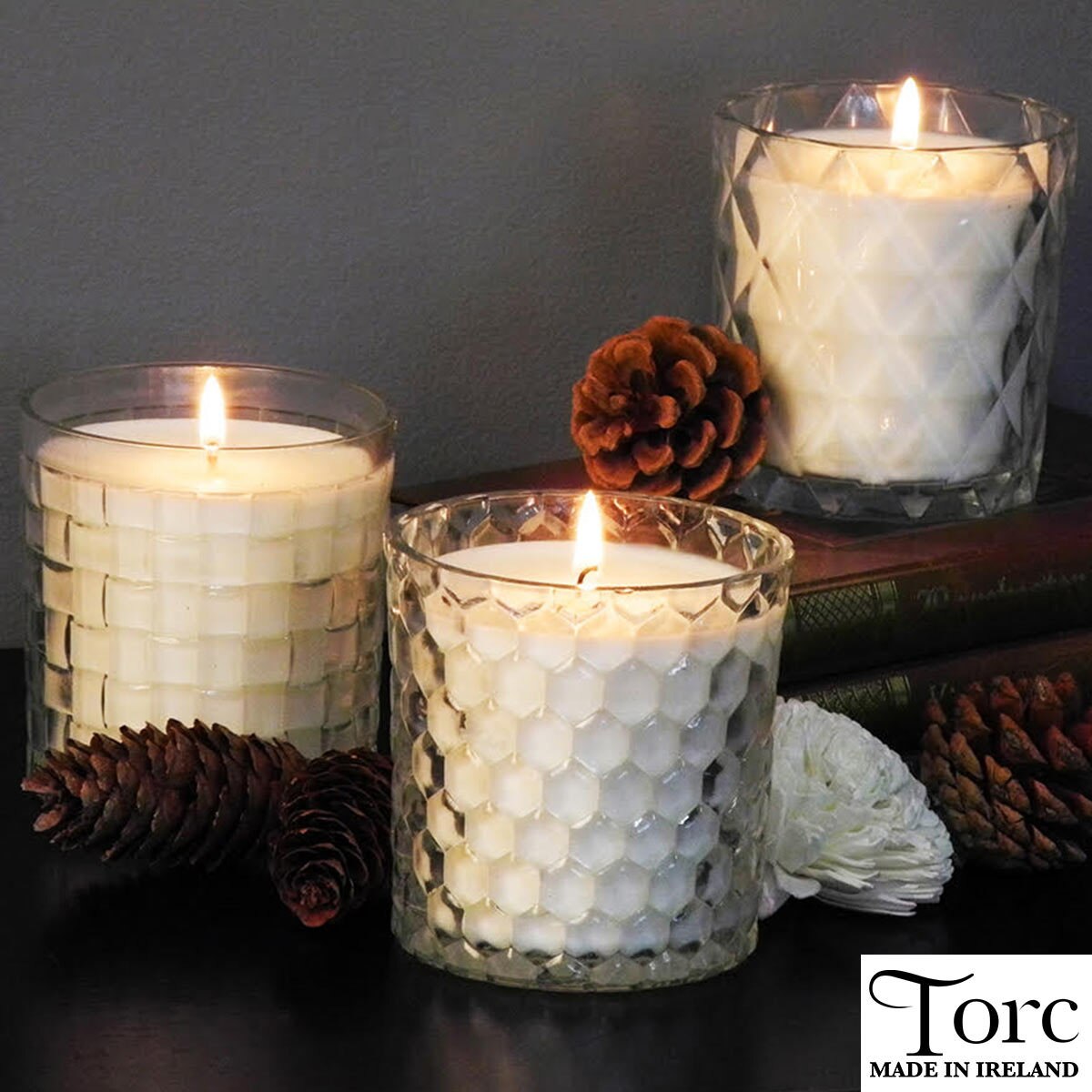 Torc Fragranced Textured Glass Candles, 3 Pack in 2 Colours Costco UK