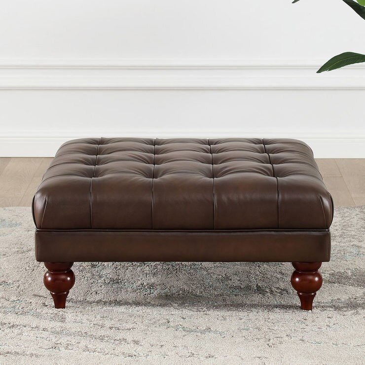 Belmond Brown Leather Footstool Costco UK