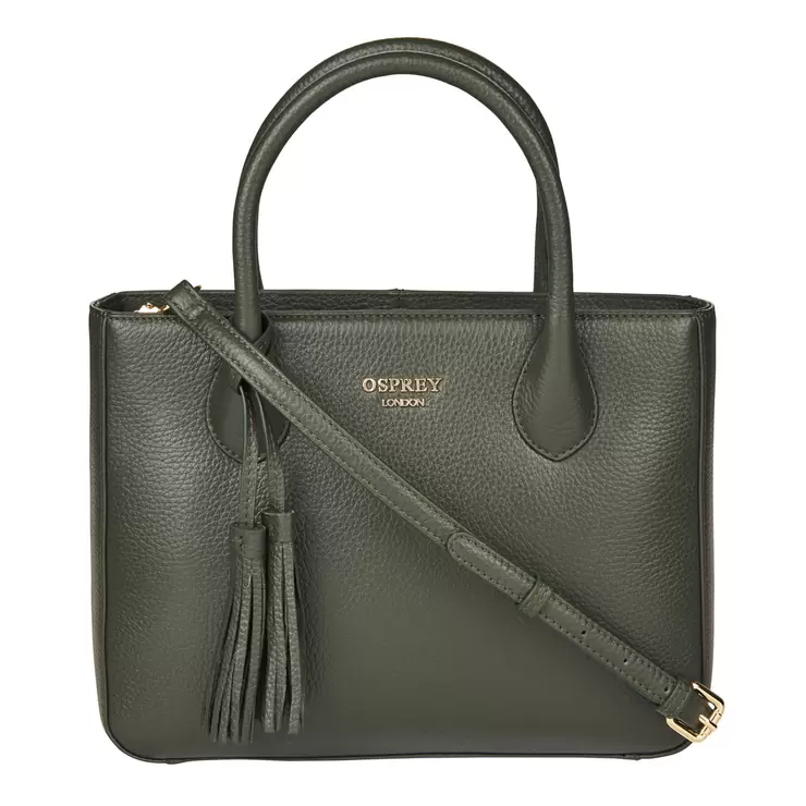 Osprey London Coast Leather Women's Grab Handbag, Forest Green