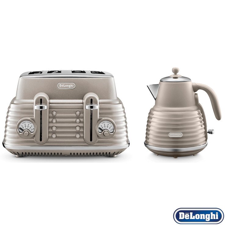 De'Longhi Scolpito Kettle & Toaster Set Champagne Costco UK