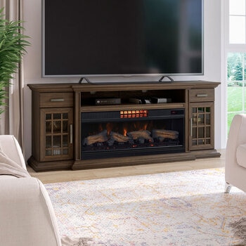 Tresanti Everett Media Mantel with ClassicFlame CoolGlow 2-in-1 Electric Fireplace & Fan