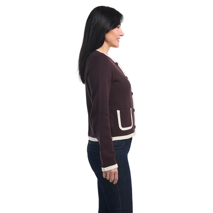 Dalia Ladies Contrast Trim Cardigan Dalia Ladies Contrast Trim Cardigan