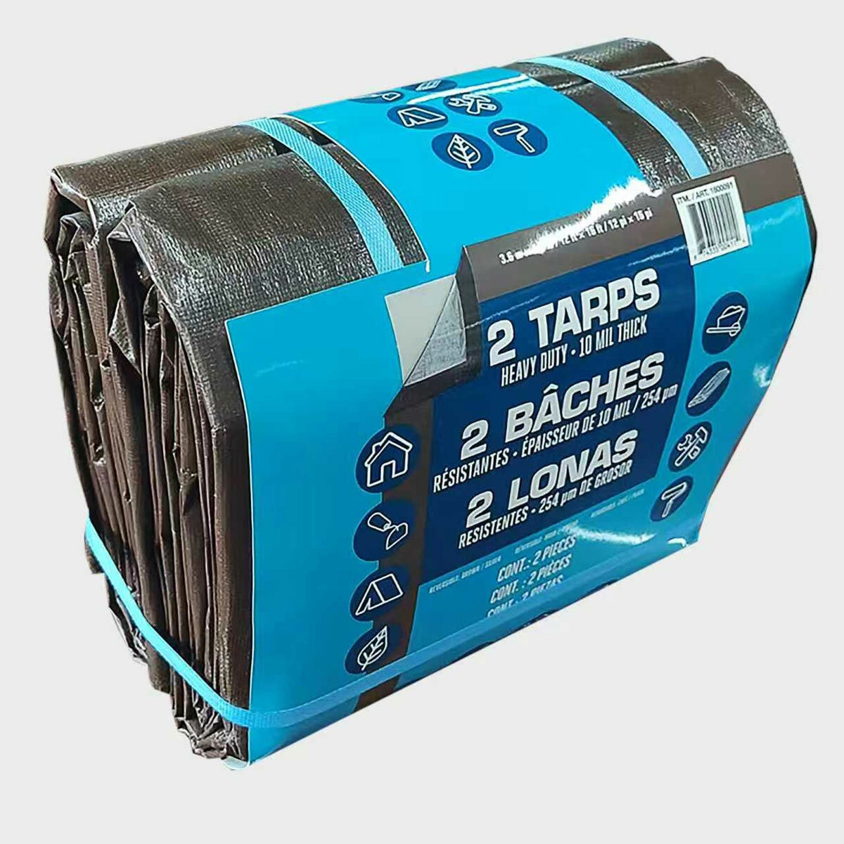 Heavy Duty Reversible Brown and Silver Tarpaulin, 2 Pack