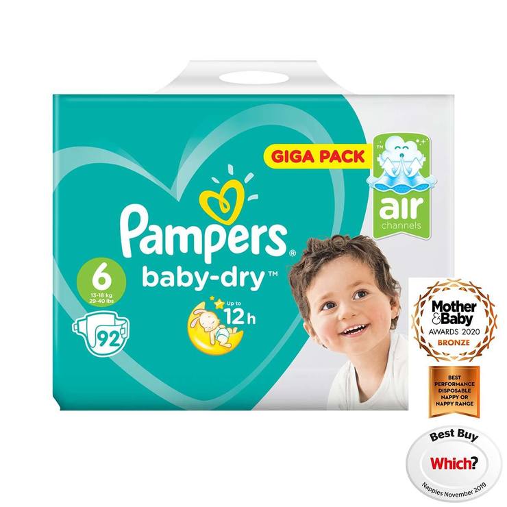 Pampers Baby-Dry Nappies Size 6, 92 