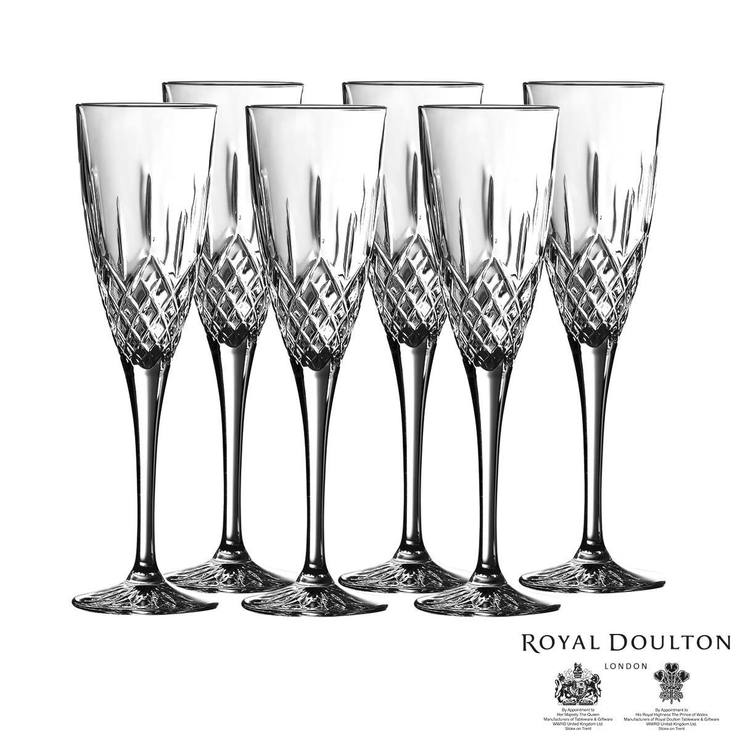 Royal Doulton Earlswood Crystal Champagne Flutes, Set of 6 Costco UK