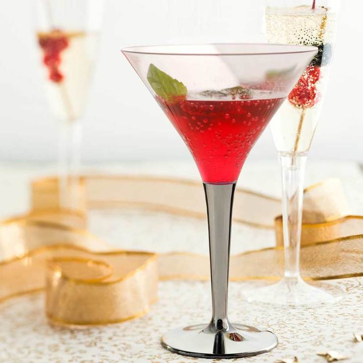 Mozaik 48 Disposable Martini / Cocktail Glasses with Silver Stem