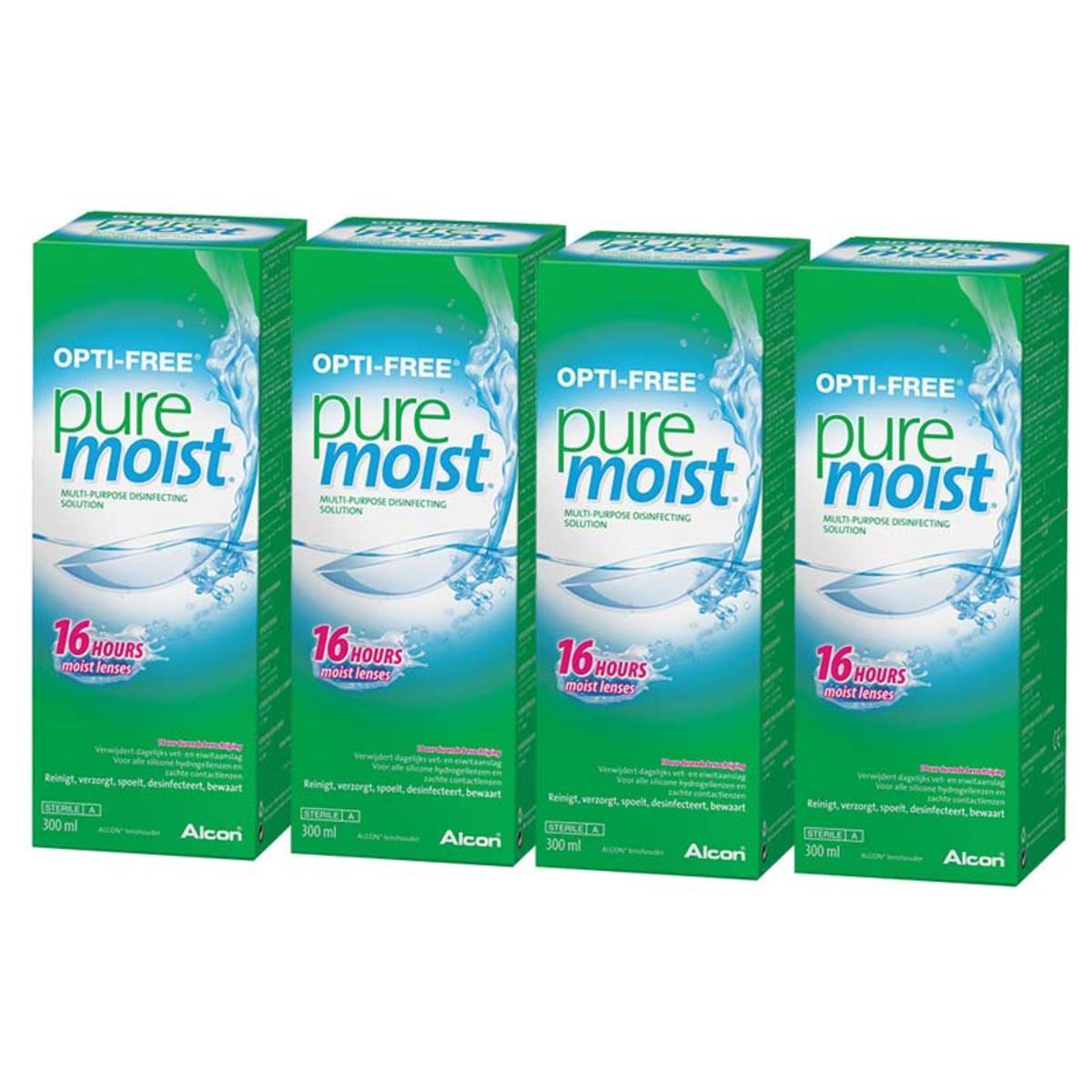 Opti-Free Pure Moist Multi-Purpose Disinfecting Solution, 4 x 300ml (6 Months Supply)