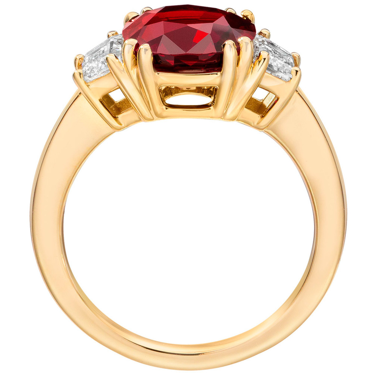 3.94ct Cushion Cut Ruby and 0.71ctw Diamond Ring, 18ct Yellow Gold ...