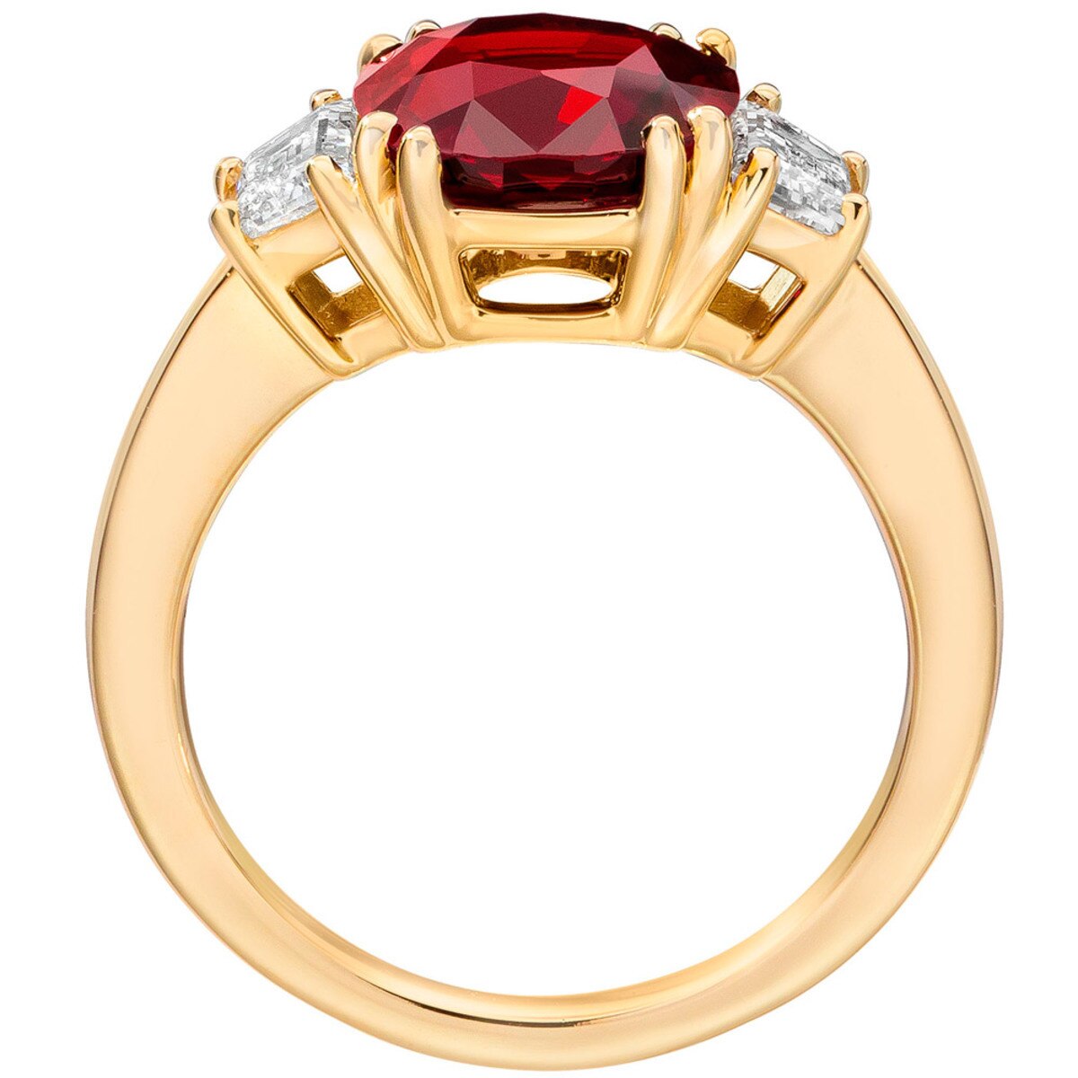 3.94ct Cushion Cut Ruby and 0.71ctw Diamond Ring, 18ct Yellow Gold Costco UK