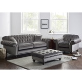 Bordeaux Grey Velvet Footstool