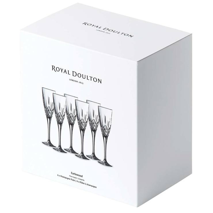 Royal Doulton Earlswood Crystal Champagne Flutes, Set of 6 Costco UK