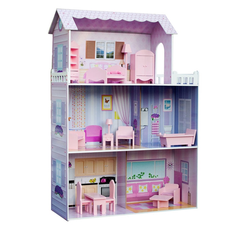 Teamson Kids Fancy Mansion Wooden Dollhouse + 13 Pieces of Furniture (4